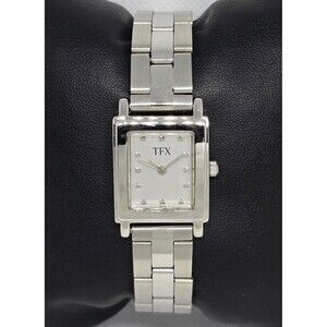 TFX Designed By Bulova Silver Tone Dial Rectangle Case Stainless Band Watch 14